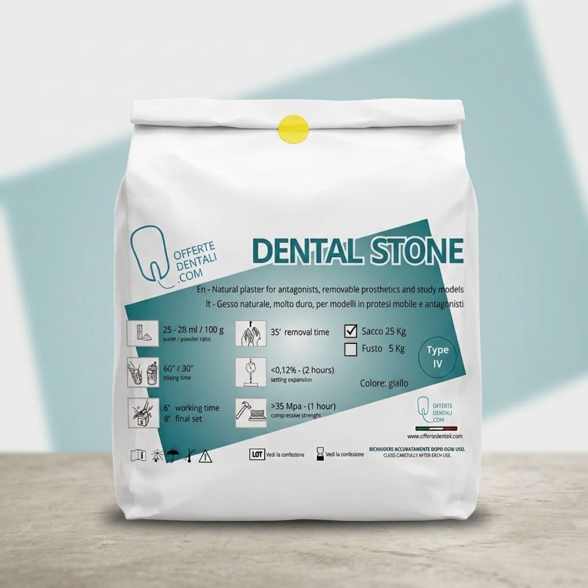 DENTAL STONE SACCO 25KG.